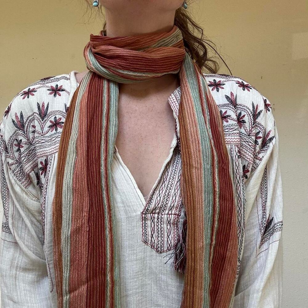 Boho multicoloured striped metallic scarf - Picture 4 of 6